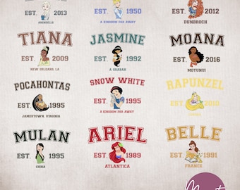 All Princesses Png: Shirt Designs (Digital File)