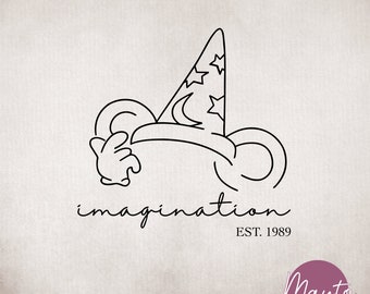 Wizard Mickey Mouse Hat Silhouette Clipart – Imagination SVG (Digital File)