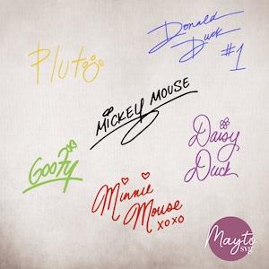Mouse Friends Character Autograph Svg, Character Signatures Svg, Trend Autographs Svg, Magical Svg