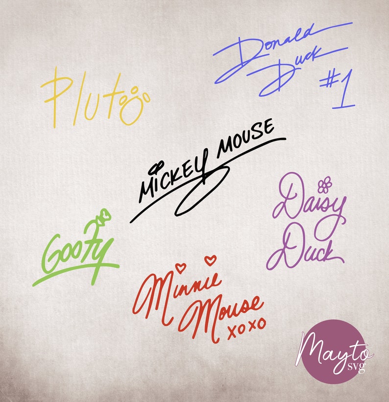 Character Autograph SVG: Mouse Friends Signatures (digital Download) - Etsy
