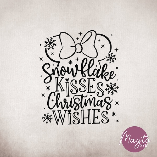 Magical Mouse Christmas Svg, Snowflakes Kisses Christmas Wishes Svg, Mouse Ears Christmas Svg, Magic Mouse Svg, Christmas Shirt Design Svg
