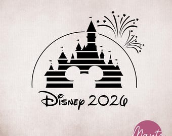 Disney Castle Design, Family Trip 2026, Magic Kingdom Outline for Cricut Cut