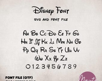 Disney Alphabet Font, Mickey Font SVG Cut File, Editable Font File, Disney Script Font file