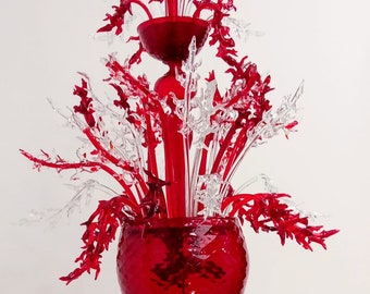 Lustre en verre de Murano rouge, 1990