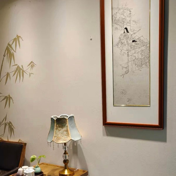 Japanese Framed Obi Wall Hangings, The Tale of Genji Obi,  Japanese Embroidery Art, Obi Belt Repurpose