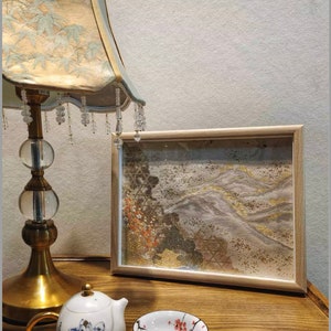 Japanese Decor Vintage, Framed Vintage Obi, Embroidered Japanese Framed Art , Obi Belt Remake, Japanese Desk Decor