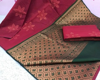 Saree impreso de algodón simple