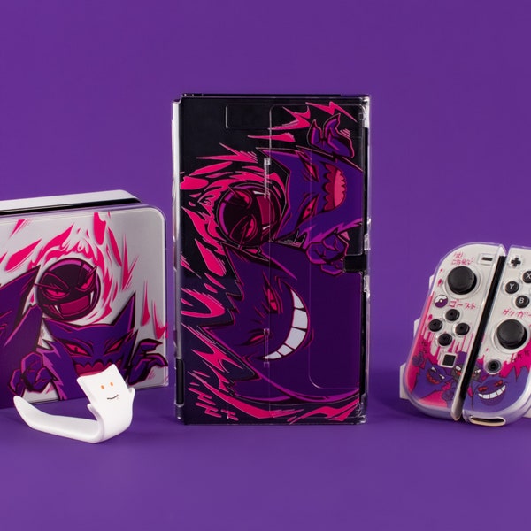 Set di custodie Gengar Dark Custodia Oled per Nintendo Switch, Guscio Oled per Switch comodo e di alta qualità, Skin Oled per Switch, Guscio Joycon, Custodia Oled per Switch