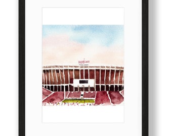 Spielhähne - Williams-Brice Stadium Aquarell Kunstdruck, Original Digital druckbar, USC Football Stadium, Columbia