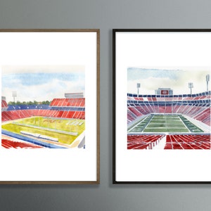 Ole Miss - 2pk BUNDLE Vaught Hemingway Watercolor Art Print, Original Digital Printable, University of MS Football Stadium, Oxford