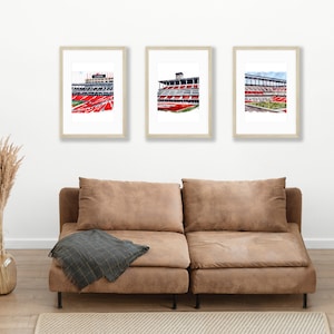 Bulldogs - 3 PK BUNDLE Sanford Stadium Watercolor Art Print, Original Digital Printable, University of Georgia Football Stadium, Athens