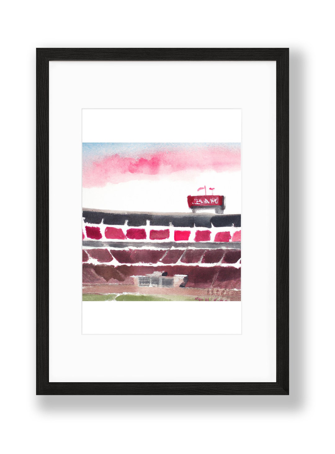 Gamecocks Williamsbrice Stadium Watercolor Art Print, Original Digital