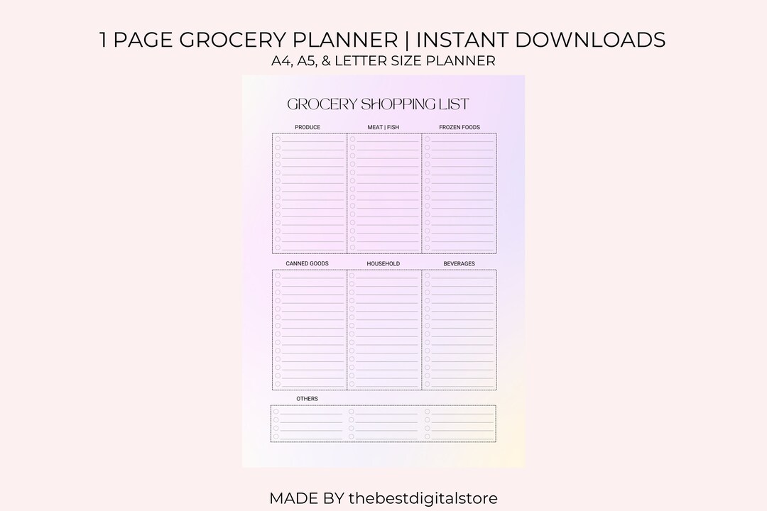 Digital Grocery List Template Grocery List Ipad Goodnotes Etsy UK
