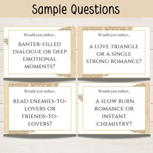 Bookish Would You Rather Cards, Printable Game for Book Club, Romance Readers, Girls Night Game, Digital Download image 4