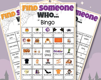 Find Someone Who Bingo Game Classroom Halloween Games Printable Halloween Activity Bingo Halloween Party Games Group Game Instant Download