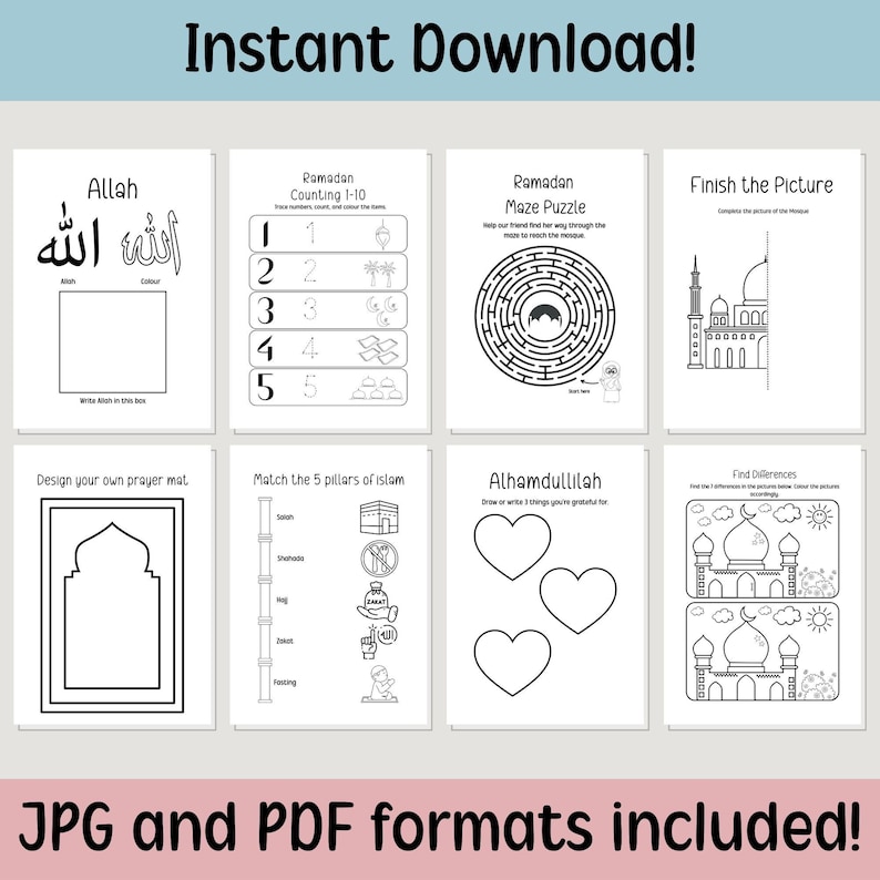 Ramadan Activity Book for Kids Ramadan Games 2025 Printable Islamic ...