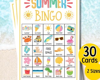 Summer Bingo Cards Printable Summer Activity Kids and Adult Summer Activity Kids Printable Bingo Summer Pool Parties Summer Vacation Games