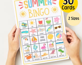 Summer Bingo Cards Printable Summer Activity Kids and Adult Summer Activity Kids Printable Bingo Summer Pool Parties Summer Vacation Games