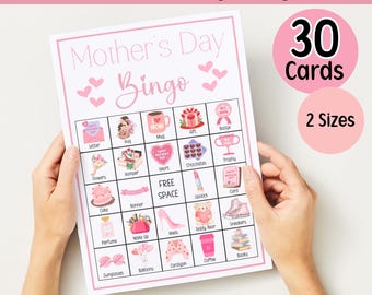 Schede del bingo per la festa della mamma, stampabili, attività per la festa della mamma, divertimento per bambini e adulti, gioco per la festa della mamma, attività in classe, gioco per il brunch della festa della mamma