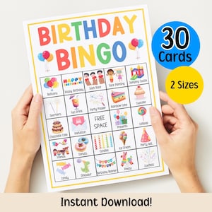 Birthday Bingo Cards Printable Classroom Birthday Activity Kids Birthday Party Game Bingo Family Game Night Child Birthday Party Indoor Game