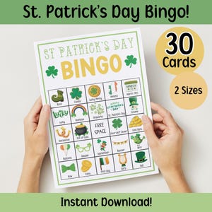 St. Patricks Day Bingo Klassenzimmer Kinder St Patricks Day Aktivität Kobold Party Spiel Bingo Familienspiel Nacht St. Paddy Tag Spiele