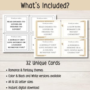 Bookish Would You Rather Cards, Printable Game for Book Club, Romance Readers, Girls Night Game, Digital Download image 3