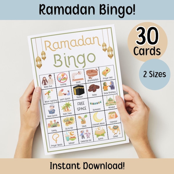 Ramadan Bingo Cards Printable Homeschool Ramadan Activity Kids and Adult Eid Activity Islamic Game Ramadan Eid Parties Eid Bingo Muslim Game