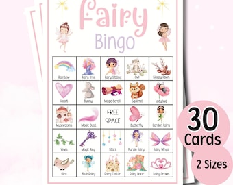 Cartões de Bingo de Fadas Jogos de Festa de Fadas Jogo de Festa Temático de Fadas Atividade em Sala de Aula Aniversário Mágico de Fadas para Crianças Download Instantâneo Jardim de Fadas