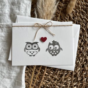 Grußkarte | handgemachte Karte | Valentinstag | Liebe | Karte mit Eule | Doppelkarte mit Umschlag | Kartenherstellung | handgemachte Karte