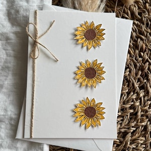 Grußkarte | Verschiedene Karten | Karte mit Sonnenblumen | Sommer | Herbst | Doppelkarte mit Umschlag | Schreibwaren | Kartenladen | handgemachte Karte