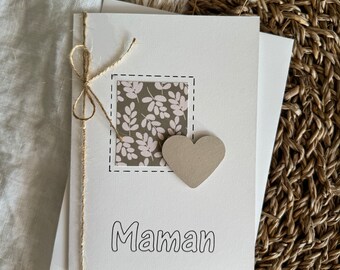 Grußkarte | Muttertag | Mama | Blumenkarte mit Herz | Doppelkarte mit Umschlag | Schreibwaren | Kartenladen | handgemachte Karte