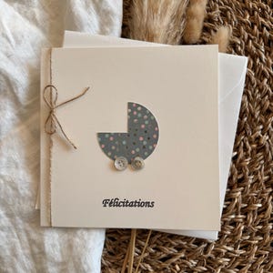 Grußkarte | Geburtskarte | Herzlichen Glückwunsch | Baby | Kinderwagen | Kartenherstellung | handgemachte Karte | Doppelkarte mit Umschlag