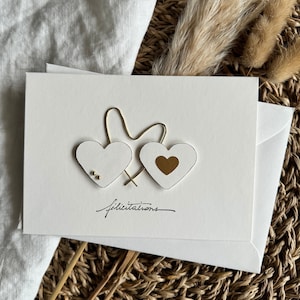 Glückwunschkarte | Hochzeit | Herz | Liebe | großer Tag | Doppelkarte mit Umschlag | Briefpapier | Kartenherstellung | handgemachte Karte