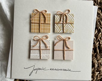 Grußkarte | Alles Gute zum Geburtstag | geprägte Geschenkpakete | handgemachte Karte | Geschenk | Kartenladen | Doppelkarte mit Umschlag
