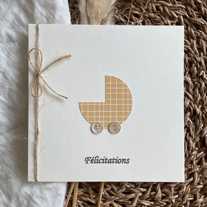 Grußkarte | Geburtskarte | Herzlichen Glückwunsch | Baby | Kinderwagen | Farben | Kartenladen | handgemachte Karte | Doppelkarte mit Umschlag