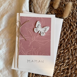 Grußkarte | Muttertag | Mama | Blumenkarte mit Schmetterling | Doppelkarte mit Umschlag | Schreibwaren | Kartenladen | handgemachte Karte