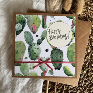 Grußkarte | Geburtstagskarte | Alles Gute zum Geburtstag | Kaktus | handgemachte Karte | Geschenk | Kartenladen | Doppelkarte mit Umschlag