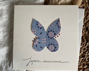 Grußkarte | Geburtstagskarte | Alles Gute zum Geburtstag | geprägter Schmetterling | Briefpapier | Kartenherstellung | Doppelkarte mit Umschlag
