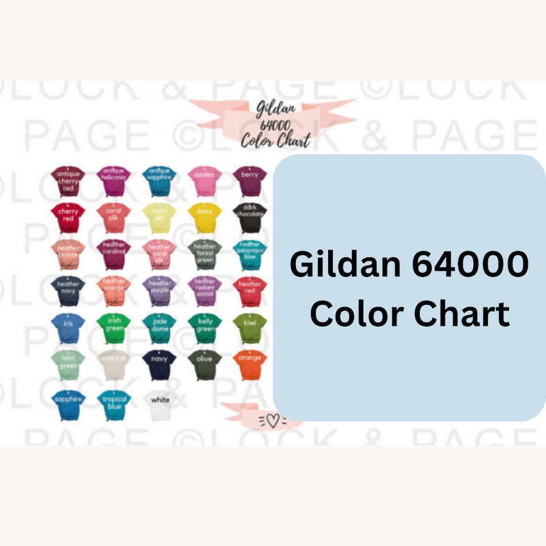 Gildan 64000 Color Chart Mockup Etsy