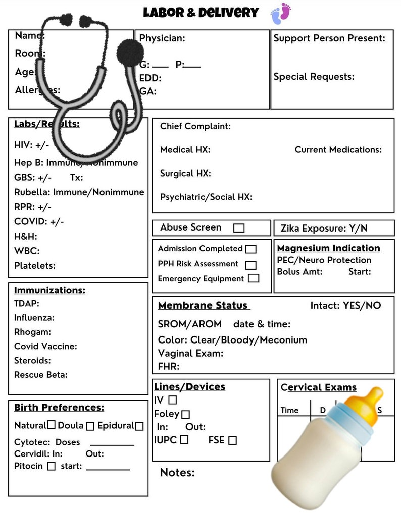 Labor and Delivery Report Sheet Etsy