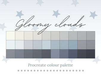 Gloomy Clouds by Oleander | Procreate color palette | Procreate swatches | Blue, Grey, Neutral | Digital Art | iPad Procreate