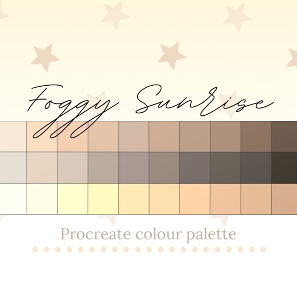 Foggy Sunrise by Oleander | Procreate color palette | Procreate swatches | Yellow, brown, orange, sunny | Boho |Digital art | iPad Procreate