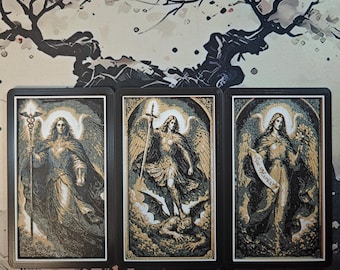 Archangel Set | 3D Printed Religious Icon Plaques, Gothic Frame Decor