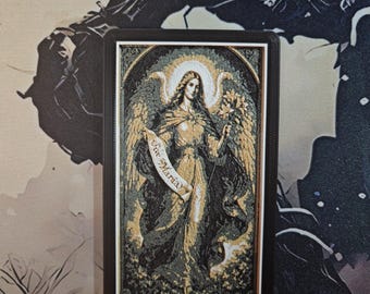 Archangel Gabriel 3D Printed Catholic Icon Plaque | Engraved Style Religious Decor