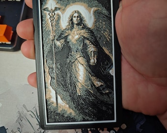 Archangel Raphael 3D Printed Catholic Icon Plaque | HueForge Religious Decor
