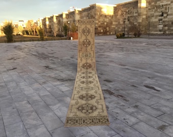 Vintage Anatolian Wool Runner Rug, Extra Long Hallway Rug (2.4x20.5 ft)