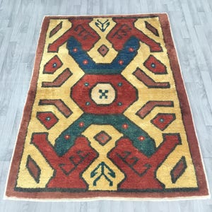 4x6 Oriental Rug, Hand Woven Rug, Handmade Wool Rug, Vintage Rug, Oushak Rug, 4.4x6.2 ft. Soft Shag Rug, Colorful Rug, Fantastic Rug