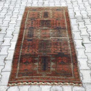 4x6 Vintage Rug, Turkish Area Rug, Handmade Wool Rug, Hand Woven Rug, Living Room Rug, Aztec Rug, Oushak Antique Rug, 3.5x6.3 ft.