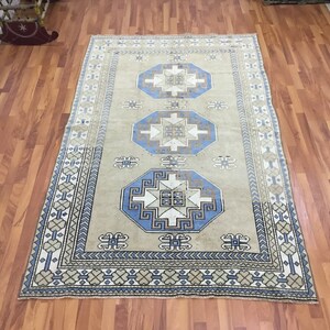 5x8 Living room rug, 5x8 Kitchen decor rug, Vintage wool rug, Oushak area rug, Anatolian old rug, Rustic rug, Handmade wool rug, Muted rug