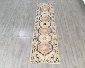 3x9 Turkish Runner Rug, Corridor Rug, Hallway Rug, Entrance Door Rug, Handmade Wool Rug, Oushak Rug, Vintage Rug 2.5x9.2 ft. Home Decor Rug